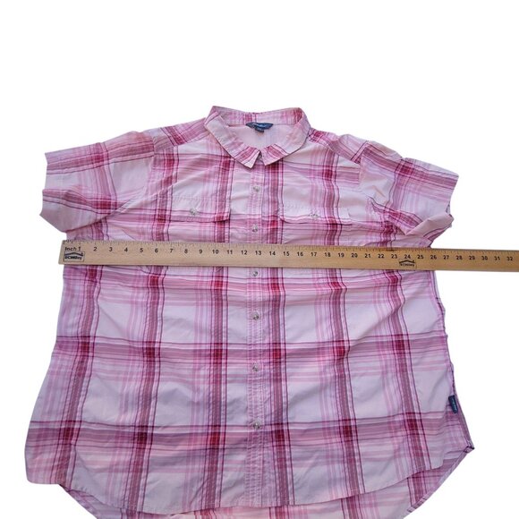 Eddie Bauer Womens Adventure Shirt XXL Pink Plaid Short Sleeve Button-Up Hiking - Picture 8 of 16